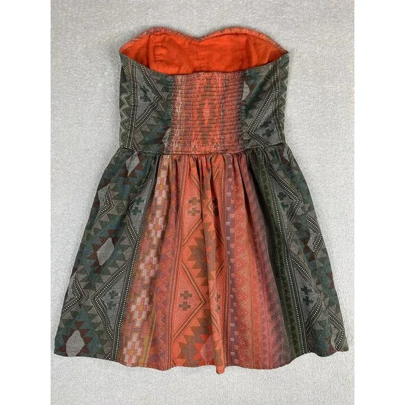 Arizona Jeans Aztec Tribal Print Strapless Dress Women's Size Large Short Cotton - Picture 2 of 14